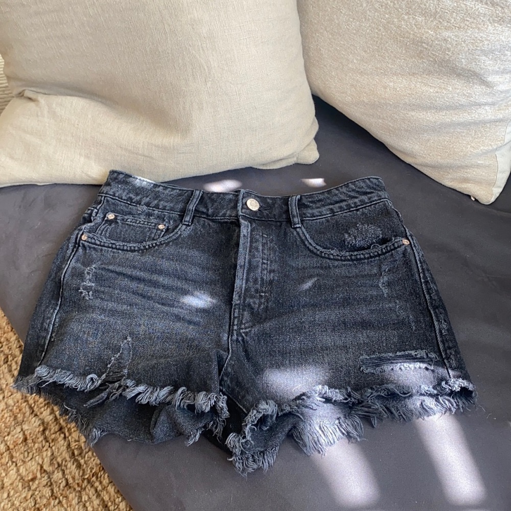 Zara TRF Black Denim Shorts - NEW